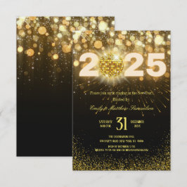 Elegant Gold Sparkles | New Years Eve Party  Inbjudningar