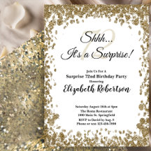 Elegant Gold Surprise 72nd Birthday Invitation