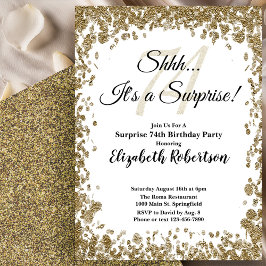 Elegant Gold Surprise 74th Birthday Invitation Inbjudningar