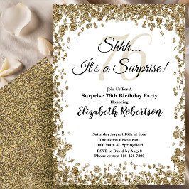 Elegant Gold Surprise 76th Birthday Invitation Inbjudningar