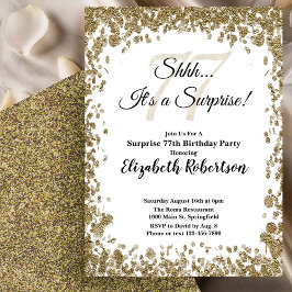 Elegant Gold Surprise 77th Birthday Invitation Inbjudningar
