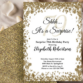 Elegant Gold Surprise 79th Birthday Invitation Inbjudningar