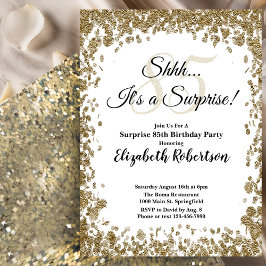 Elegant Gold Surprise 85th Birthday Invitation Inbjudningar