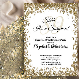 Elegant Gold Surprise 89th Birthday Invitation Inbjudningar
