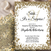 Elegant Gold Surprise 91st Birthday Invitation