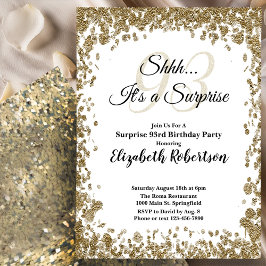 Elegant Gold Surprise 93rd Birthday Invitation Inbjudningar