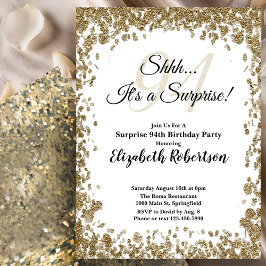 Elegant Gold Surprise 94th Birthday Invitation Inbjudningar