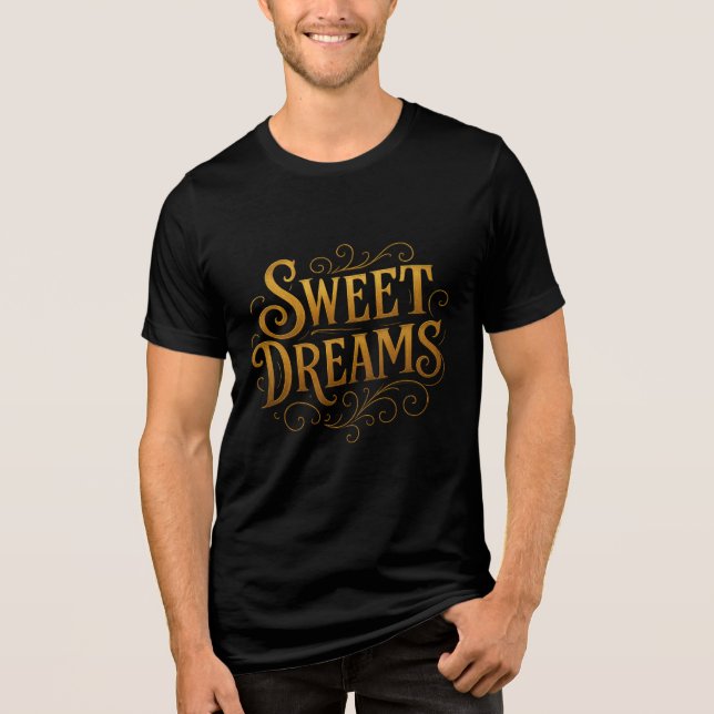 Elegant Gold "Sweet Dreams" Typography T Shirt (Framsida)