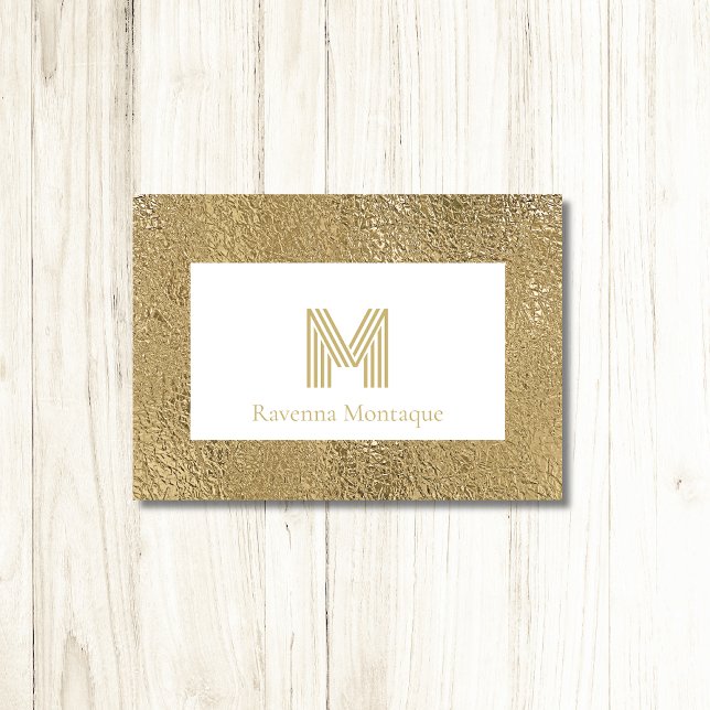 Elegant Gold Texture Big Monogram Stationery Anteckningskort (Skapare uppladdad)