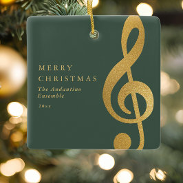 Elegant Gold Treble Clef Music Choir Christmas Julgransprydnad Keramik