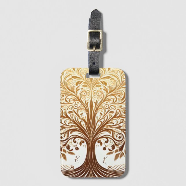 Elegant Gold Tree of Life Celebration Spiritual Bagagebricka (Framsida vertikal)