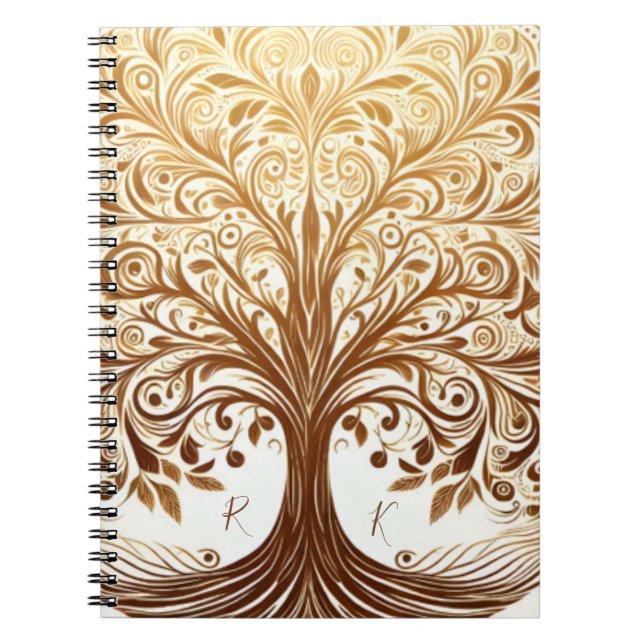 Elegant Gold Tree of Life Spiritual Celebration Anteckningsbok (Framsidan)