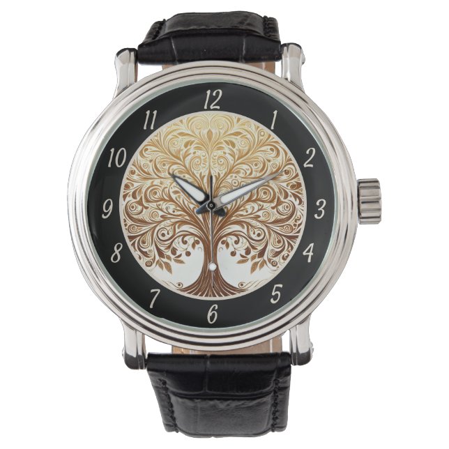 Elegant Gold Tree of Life Spiritual Zen  Armbandsur (Framsida)