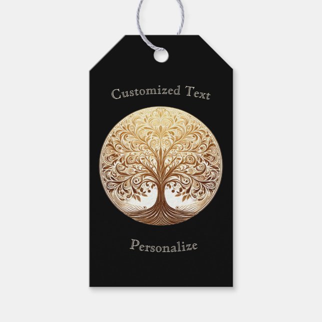 Elegant Gold Tree of Life Spiritual Zen Customize Presentetikett (Framsidan)