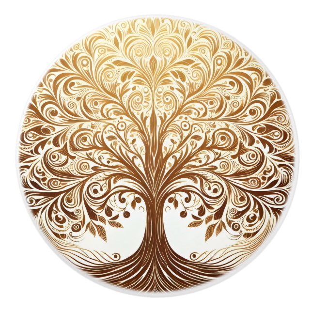 Elegant Gold Tree of Life Spiritual Zen Knopp (Framsidan)
