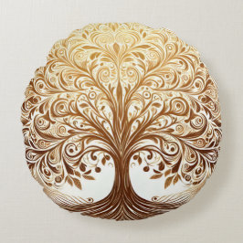 Elegant Gold Tree of Life Spiritual Zen Rund Kudde