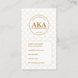 Elegant Gold Trellis Business 3 Letter Monogram Visitkort