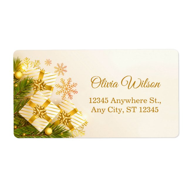 Elegant Gold & White Christmas Gift Fraktsedel (Framsidan)