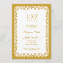 Elegant golden 100 födelsedagsfest inbjudan