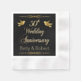 Elegant Golden 50:e Bröllop-årsdagen Pappra Napk Pappersservett