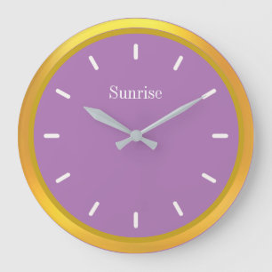 Elegant Golden and Violet Stor Klocka