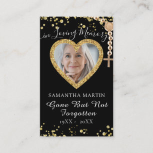 Elegant Golden Anpassningsbar Memorial Prayer-foto Visitkort