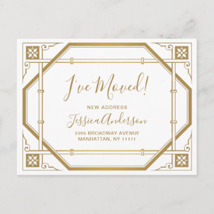 Elegant Golden Art Deco Flytta Notice Vykort