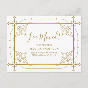 Elegant Golden Art Deco Flytta Notice Vykort