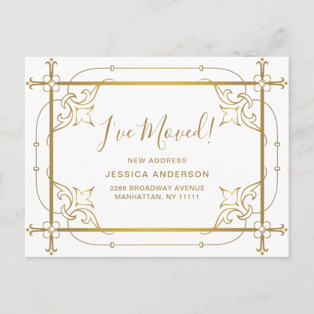 Elegant Golden Art Deco Flytta Notice Vykort (Framsida)