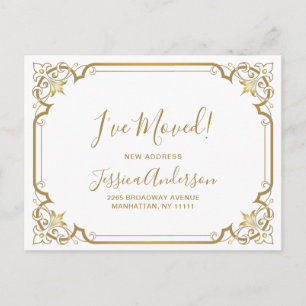 Elegant Golden Art Deco Flytta Notice Vykort