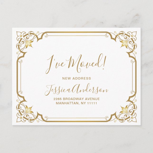 Elegant Golden Art Deco Flytta Notice Vykort (Framsida)