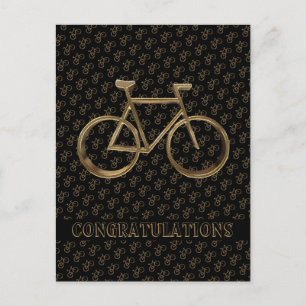 Elegant Golden Bike Cycle Cycling Cyclist Vykort