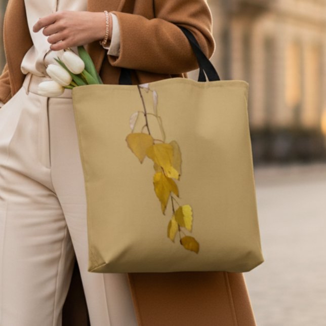 Elegant Golden Birch Leaves Christmas Gift Tygkasse (Skapare uppladdad)
