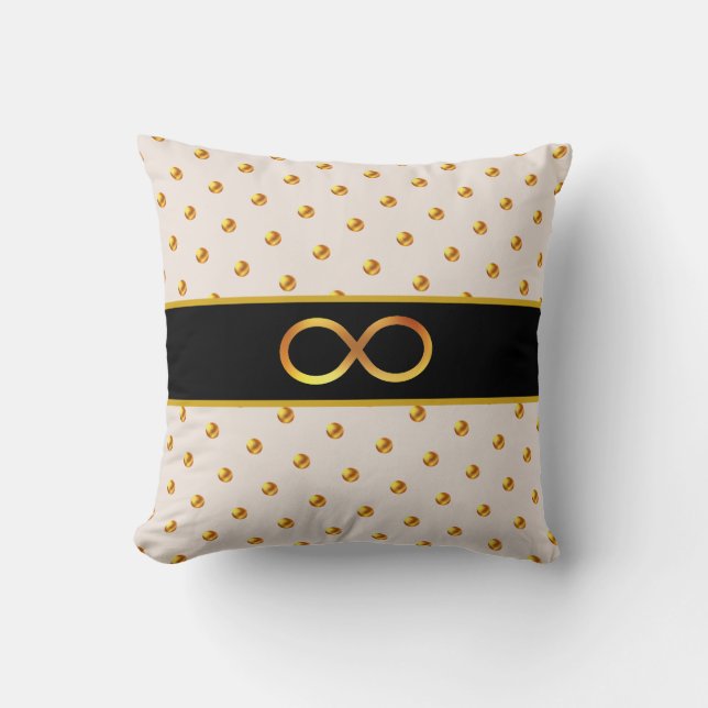 Elegant Golden Black and Beige Kudde (Framsida)