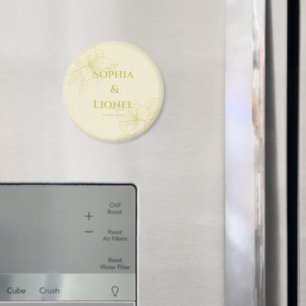 Elegant Golden Blommigt Bröllop Magnet