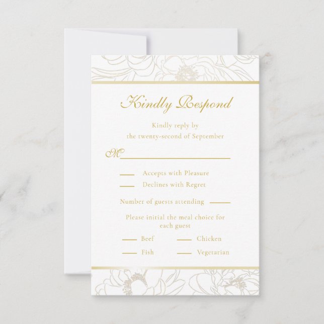 Elegant Golden Blommigt Bröllop OSA Card (Framsida)