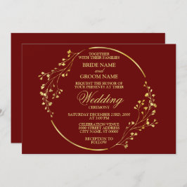 Elegant Golden Blommigt Geometric WAN Red Inbjudningar