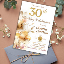 Elegant Golden Blommigt Gnistra modern 30års födel