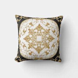 Elegant Golden Blommigt Ornament Dekorativ kudde