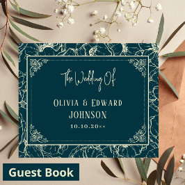 Elegant Golden Bloom Bröllop Guest Bok
