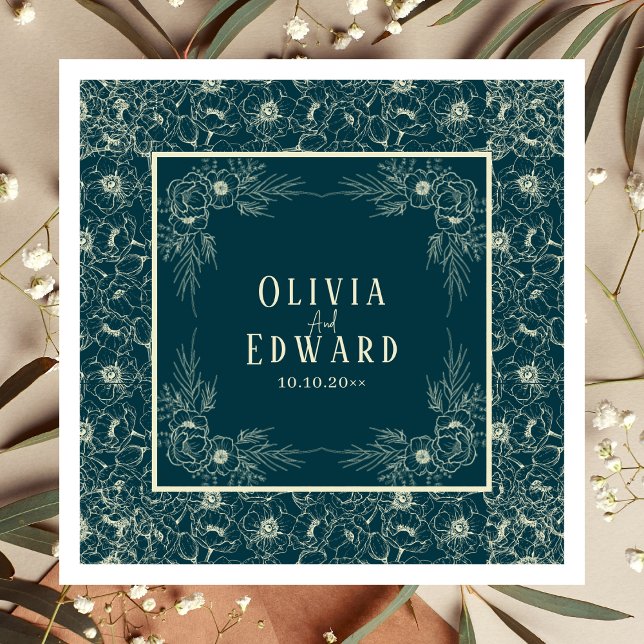 Elegant Golden Bloom Bröllop Pappersservett (Skapare uppladdad)