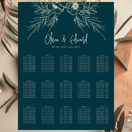 Elegant Golden Bloom Bröllop-sätesdiagram Poster