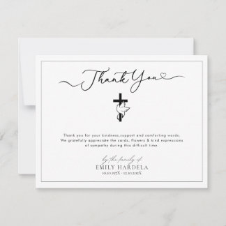 Elegant Golden Blue Flower Funeral Tack You Card Kort