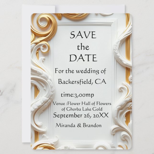 "Elegant Golden Botanical Wedding Invitation - Foi (Framsida)