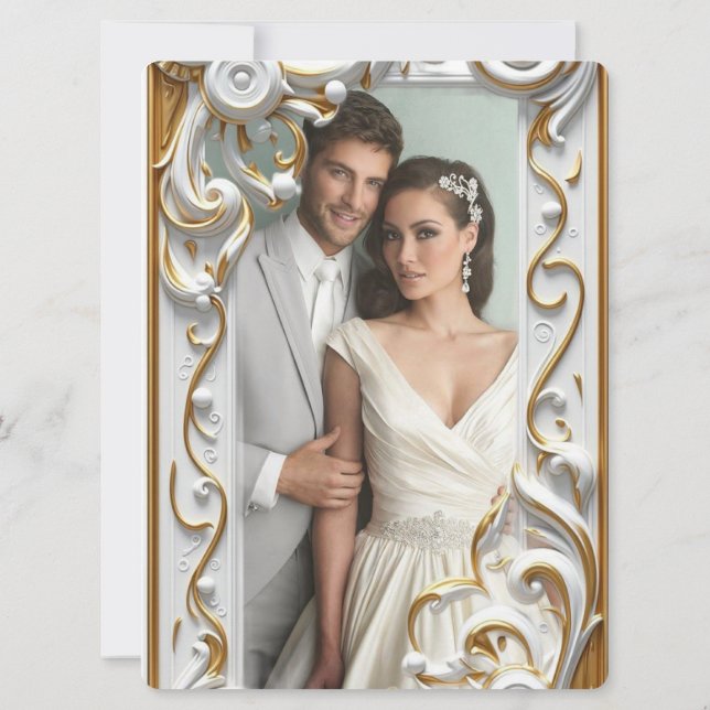 "Elegant Golden Botanical Wedding Invitation - Foi (Baksida)