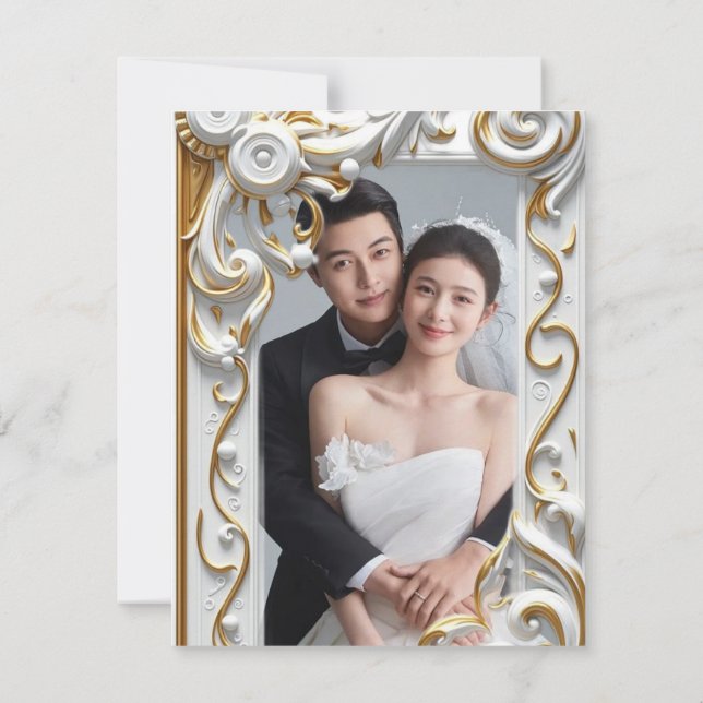 "Elegant Golden Botanical Wedding Invitation - Foi Inbjudningar (Baksida)