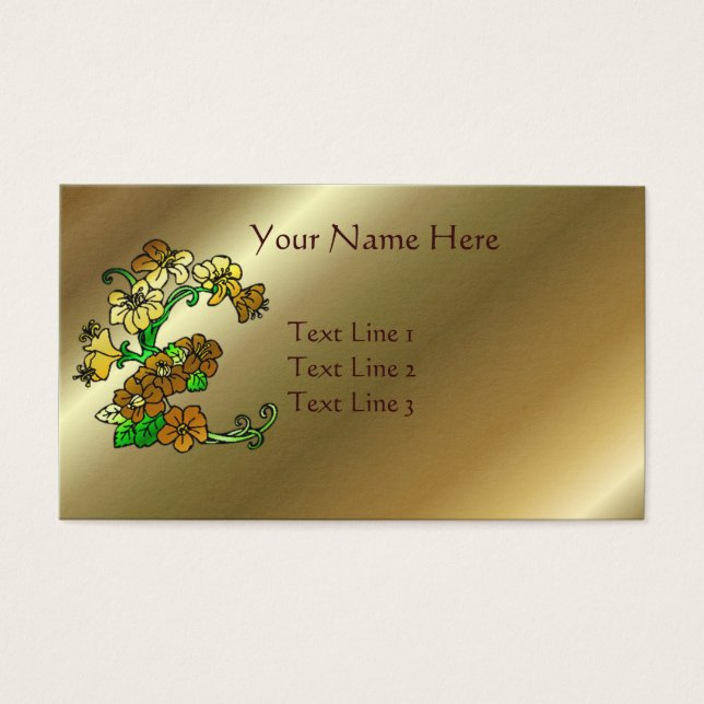 Elegant Golden Brown Flowers Visitkort (Framsidan)