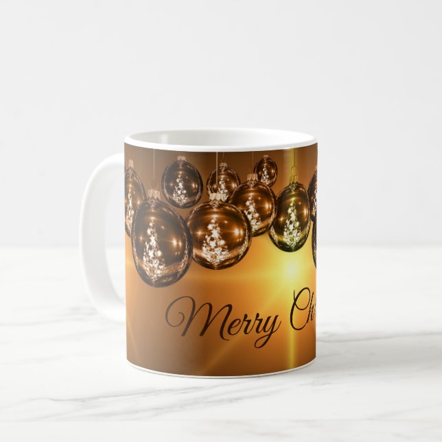 Elegant Golden Brown julprydnader Kaffemugg (Framsida vänster)