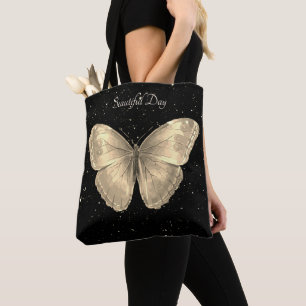 Elegant golden Butterfly och svart himlar med stj Tygkasse