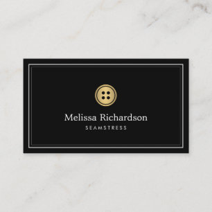 Elegant Golden Button Logotyp Seamstress, Tailor I Visitkort
